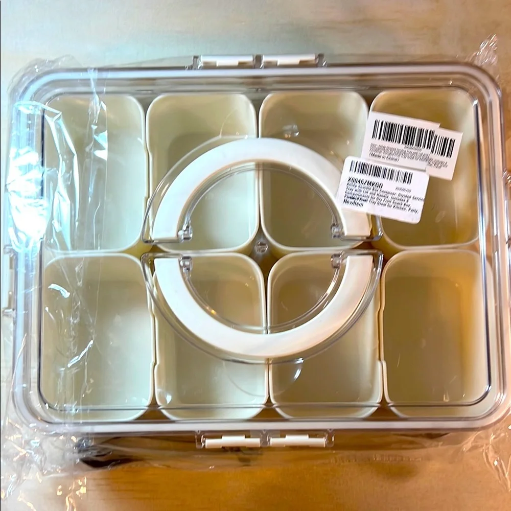 Clear and Cream Storage/Snack Organizer with utensils